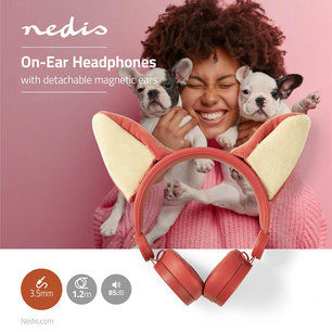 Bedrade Koptelefoon - 1,2 m Ronde Kabel - On-Ear - Afneembare Magnetische Oren - Franky Fox - Oranje Bedrade Koptelefoon - 1,2 m Ronde Kabel - On-Ear - Afneembare Magnetische Oren - Franky Fox - Oranje