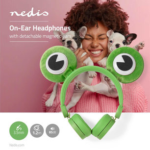 Bedrade Koptelefoon - 1,2 m Ronde Kabel - On-Ear - Afneembare Magnetische Oren - Freddy Frog - Groen Bedrade Koptelefoon - 1,2 m Ronde Kabel - On-Ear - Afneembare Magnetische Oren - Freddy Frog - Groen