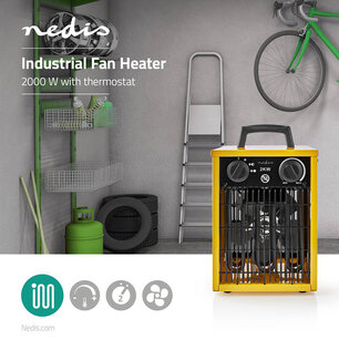 Industrieel ontwerp ventilatorkachel 1000 / 2000 W - Instelbare thermostaat - 2 Warmte Standen - IP24 - GeĂŻntegreerde handgrepen Industrieel ontwerp ventilatorkachel 1000 / 2000 W - Instelbare thermostaat - 2 Warmte Standen - IP24 - GeĂŻntegreerde handgrepen