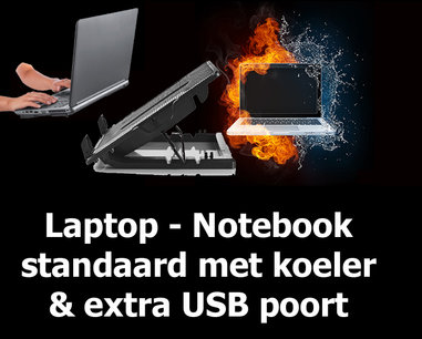 Laptop- Notebookkoeler - met verstelbare standaard - tot 18" - Universeel - Zwart Laptop- Notebookkoeler - met verstelbare standaard - tot 18" - Universeel - Zwart
