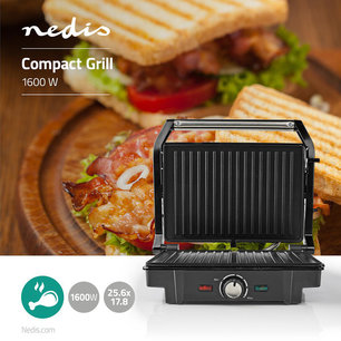 Contact Grill 1600 W - 25.6 x 17.8 cm - Automatische temperatuurregeling - Metaal Contact Grill 1600 W - 25.6 x 17.8 cm - Automatische temperatuurregeling - Metaal