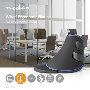 Ergonomische bedrade muis | 1600 dpi | 6-Button | Zwart Ergonomische bedrade muis | 1600 dpi | 6-Button | Zwart