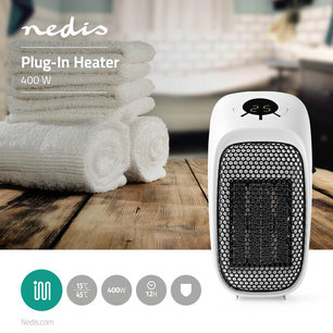Bijzonder handige Plug-In Kachel - 400 W - 15 - 32 °C - Voorzien van timer en overbelastingsbescherming Bijzonder handige Plug-In Kachel - 400 W - 15 - 32 °C - Voorzien van timer en overbelastingsbescherming
