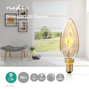 Dimbare vintage LED-gloeilamp E14 Kaars - 3 W - 100 lm Dimbare vintage LED-gloeilamp E14 Kaars - 3 W - 100 lm