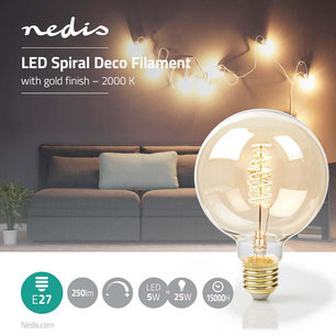 Spiral Deco G125 E27 - 5 W - 250 lm - 2000 K Spiral Deco G125 E27 - 5 W - 250 lm - 2000 K