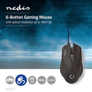 Gaming-muis | Met kabel | Verlicht | 1600 dpi | 6 knoppen Gaming-muis | Met kabel | Verlicht | 1600 dpi | 6 knoppen