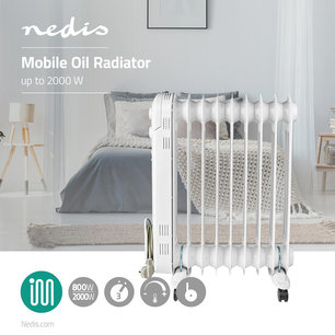 Mobiele Olieradiator - 800 / 1200 / 2000 W- stil en efficiënt Mobiele Olieradiator - 800 / 1200 / 2000 W- stil en efficiënt