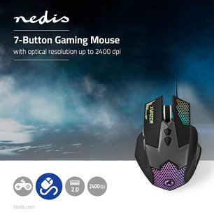 Gaming-muis - Met kabel - Verlicht - 2400 dpi - 7 knoppen Gaming-muis - Met kabel - Verlicht - 2400 dpi - 7 knoppen