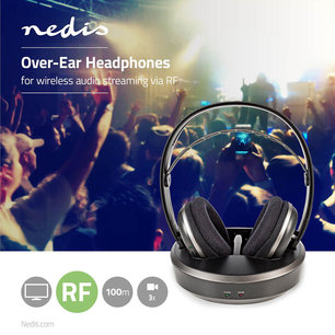 Draadloze TV-Koptelefoon RF - Over-Ear - Batterij speelduur: Tot 15 Uur - 100 m - Digitale Audio - Laadstation - Zwart/Zilver Draadloze TV-Koptelefoon RF - Over-Ear - Batterij speelduur: Tot 15 Uur - 100 m - Digitale Audio - Laadstation - Zwart/Zilver
