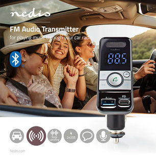 FM-Audiotransmitter voor Auto- Handsfree bellen - 1.1 " - LED-Scherm - Snelwegknop - USB Oplaadbaar FM-Audiotransmitter voor Auto- Handsfree bellen - 1.1 " - LED-Scherm - Snelwegknop - USB Oplaadbaar