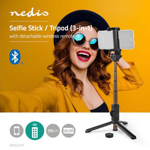 Uitschuifbare Selfiestick en statief met afneembare draadloze afstandsbediening Uitschuifbare Selfiestick en statief met afneembare draadloze afstandsbediening