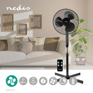 Staande Ventilator - Zwart - Diameter: 40 cm - Minimaal geluid - 3 Snelheden - Zwenkfunctie - Verstelbare hoogte - Uitschakeltimer - Afstandsbediening Staande Ventilator - Zwart - Diameter: 40 cm - Minimaal geluid - 3 Snelheden - Zwenkfunctie - Verstelbare hoogte - Uitschakeltimer - Afstandsbediening