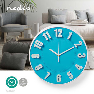 Ronde wandklok - Diameter 30 cm - Blauw Ronde wandklok - Diameter 30 cm - Blauw