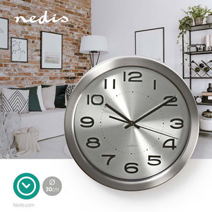 Ronde wandklok - Diameter 30 cm - Roestvrij staal Ronde wandklok - Diameter 30 cm - Roestvrij staal