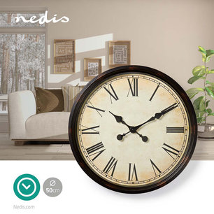 Ronde wandklok - Diameter 50 cm - Antieke stijl - Zwart Ronde wandklok - Diameter 50 cm - Antieke stijl - Zwart