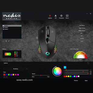 Gaming Muis Wired & Wireless - DPI: 500 / 1000 / 2000 / 3000 / 5000 / 10000 dpi - Ja - Aantal knoppen: 7 - Ja - Rechtshandig - 1.50 m - RGB Gaming Muis Wired & Wireless - DPI: 500 / 1000 / 2000 / 3000 / 5000 / 10000 dpi - Ja - Aantal knoppen: 7 - Ja - Rechtshandig - 1.50 m - RGB