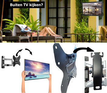 Makkelijk afneembare muurbeugel - Aluminium - Draai, zwenk en kantelbaar, Max. 30 kg Makkelijk afneembare muurbeugel - Aluminium - Draai, zwenk en kantelbaar, Max. 30 kg