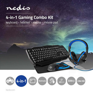 Gaming Combo Kit 4-in-1 - Toetsenbord met verlichting, Supercomfortabele koptelefoon, Gamingmuis en Muismat Gaming Combo Kit 4-in-1 - Toetsenbord met verlichting, Supercomfortabele koptelefoon, Gamingmuis en Muismat
