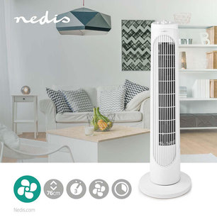 Torenventilator Hoogte: 760 mm - Timer - 3 Snelheden - Zwenkfunctie - 50 W Torenventilator Hoogte: 760 mm - Timer - 3 Snelheden - Zwenkfunctie - 50 W