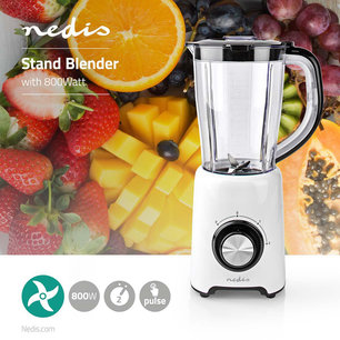 Blender 800 W - 1.5 l - Kunststof - 2-Snelheden - Wit / Zwart Blender 800 W - 1.5 l - Kunststof - 2-Snelheden - Wit / Zwart
