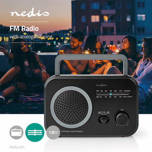 FM-Radio Draagbaar Model | AM / FM - Batterij Gevoed / Netvoeding - Analoog - 1.8 W - Zwart-Wit Scherm - Koptelefoonoutput - Handgreep - Grijs / Zwart FM-Radio Draagbaar Model | AM / FM - Batterij Gevoed / Netvoeding - Analoog - 1.8 W - Zwart-Wit Scherm - Koptelefoonoutput - Handgreep - Grijs / Zwart