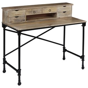 Schrijftafel 110x50x96 cm - Massief mangohout en staal Schrijftafel 110x50x96 cm - Massief mangohout en staal
