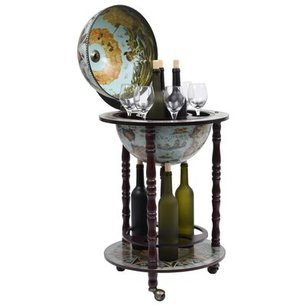 Elegante Globebar in de vorm van een wereldbol - eucalyptushout - Wood Blue Elegante Globebar in de vorm van een wereldbol - eucalyptushout - Wood Blue