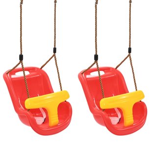 Babyschommels 2 st met veiligheidsgordel PP rood Babyschommels 2 st met veiligheidsgordel PP rood