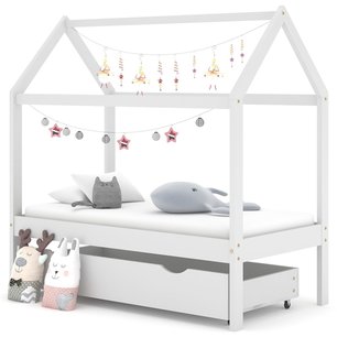 Kinderbedframe met lade massief grenenhout 70x140 cm wit Kinderbedframe met lade massief grenenhout 70x140 cm wit