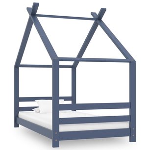 Kinderbedframe massief grenenhout grijs 80x160 cm Kinderbedframe massief grenenhout grijs 80x160 cm