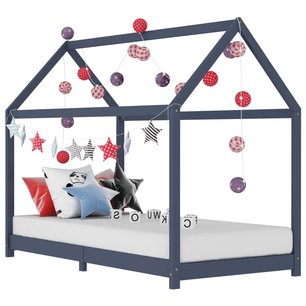 Kinderbedframe massief grenenhout grijs 90x200 cm Kinderbedframe massief grenenhout grijs 90x200 cm