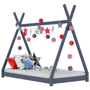 Kinderbedframe massief grenenhout grijs 80x160 cm Kinderbedframe massief grenenhout grijs 80x160 cm