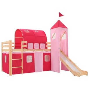 Kinderhoogslaper met glijbaan en ladder 208x230 cm grenenhout Kinderhoogslaper met glijbaan en ladder 208x230 cm grenenhout