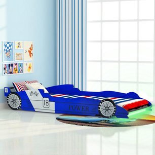 Kinderbed raceauto met LED-verlichting blauw 90x200 cm Kinderbed raceauto met LED-verlichting blauw 90x200 cm