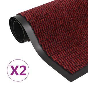 Droogloopmatten 2 st rechthoekig getuft 90x150 cm rood Droogloopmatten 2 st rechthoekig getuft 90x150 cm rood