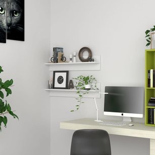 Wandschappen 2 st 80x11,5x18 cm spaanplaat wit Wandschappen 2 st 80x11,5x18 cm spaanplaat wit