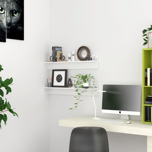 Wandschappen 2 st 80x11,5x18 cm spaanplaat hoogglans wit Wandschappen 2 st 80x11,5x18 cm spaanplaat hoogglans wit