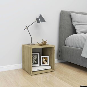 Tv-meubel 37x35x37 cm spaanplaat wit en sonoma eikenkleurig Tv-meubel 37x35x37 cm spaanplaat wit en sonoma eikenkleurig