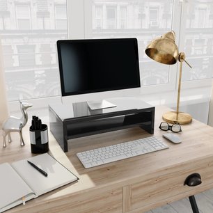 Monitorstandaard 42x24x13 cm spaanplaat hoogglans zwart Monitorstandaard 42x24x13 cm spaanplaat hoogglans zwart