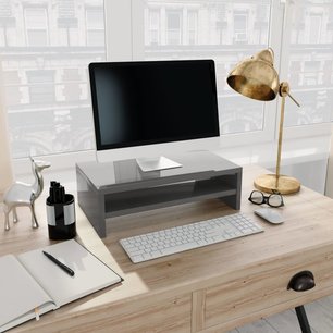 Monitorstandaard 42x24x13 cm spaanplaat hoogglans grijs Monitorstandaard 42x24x13 cm spaanplaat hoogglans grijs