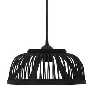Hanglamp halfrond 40 W E27 30x12 cm bamboe zwart Hanglamp halfrond 40 W E27 30x12 cm bamboe zwart