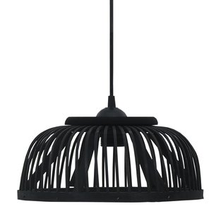 Hanglamp halfrond 40 W E27 34x14,5 cm bamboe zwart Hanglamp halfrond 40 W E27 34x14,5 cm bamboe zwart