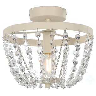 Plafondlamp met kristallen kralen rond E14 wit Plafondlamp met kristallen kralen rond E14 wit