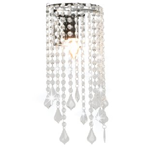 Wandlamp met kristallen kralen rechthoekig E14 zilverkleurig Wandlamp met kristallen kralen rechthoekig E14 zilverkleurig