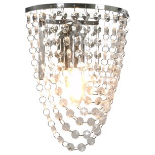 Wandlamp met kristallen kralen ovaal E14 zilverkleurig Wandlamp met kristallen kralen ovaal E14 zilverkleurig