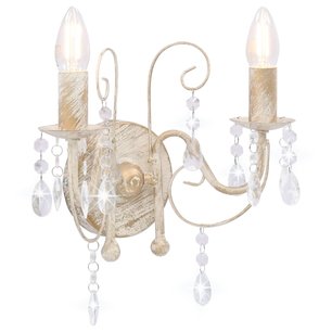Wandlamp met kralen 2xE14 antiekwit Wandlamp met kralen 2xE14 antiekwit