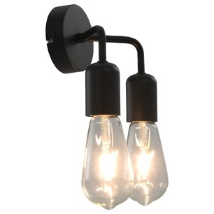 Wandlamp met filament peren 2 W E27 zwart Wandlamp met filament peren 2 W E27 zwart
