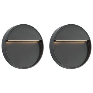 LED-buitenwandlampen 2 st 3 W rond zwart LED-buitenwandlampen 2 st 3 W rond zwart