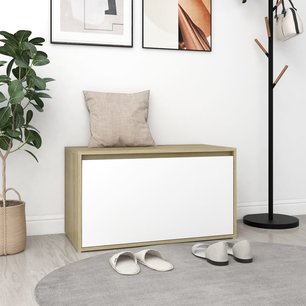 Halbank 80x40x45 cm spaanplaat wit en sonoma eikenkleurig Halbank 80x40x45 cm spaanplaat wit en sonoma eikenkleurig
