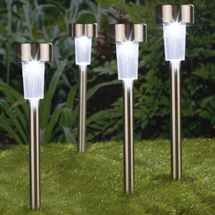 HI Tuinlampen 4 st solar LED 36 cm roestvrij staal HI Tuinlampen 4 st solar LED 36 cm roestvrij staal